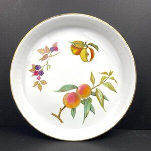 Royal Worcester Evesham Fine Porcelain Gold Trim Round Oven Dish D 10.5” H 1.5"